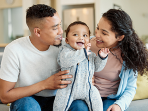 Smiling parents and son 
