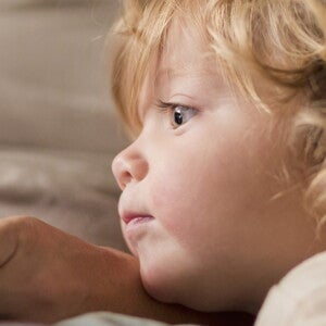 toddler looking at phone